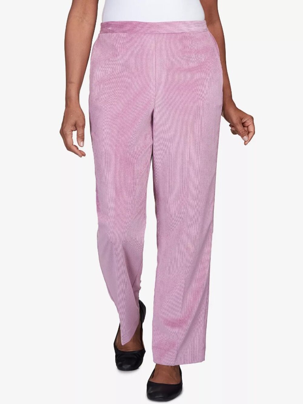 Alfred Dunner Sleek Corduroy Pull-on Pink Pants Size 14
